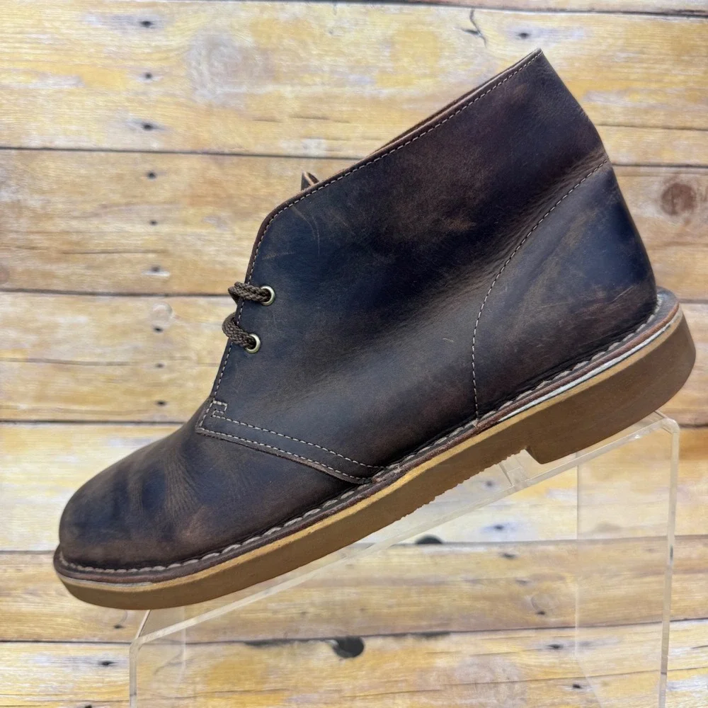 Clarks Bushacre 3 Mens Size 10 M Dark Brown Beewax Leather Chukka Desert Boots